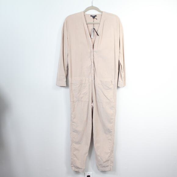 James Perse Ultra Fine Corduroy Jumper Jumpsuit Beige Neutral Nude - Picture 5 of 16